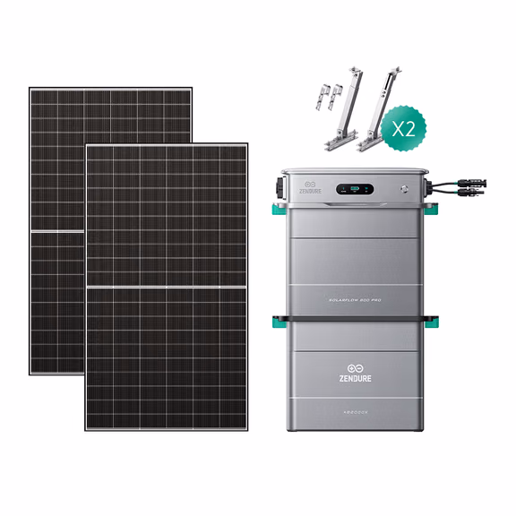 Zendure SolarFlow 800 Pro – SolarFlow 800 Pro + 1*AB2000X / 2*500W Bifaziale (1300Wp Max) / Balkon (2 Paare)
