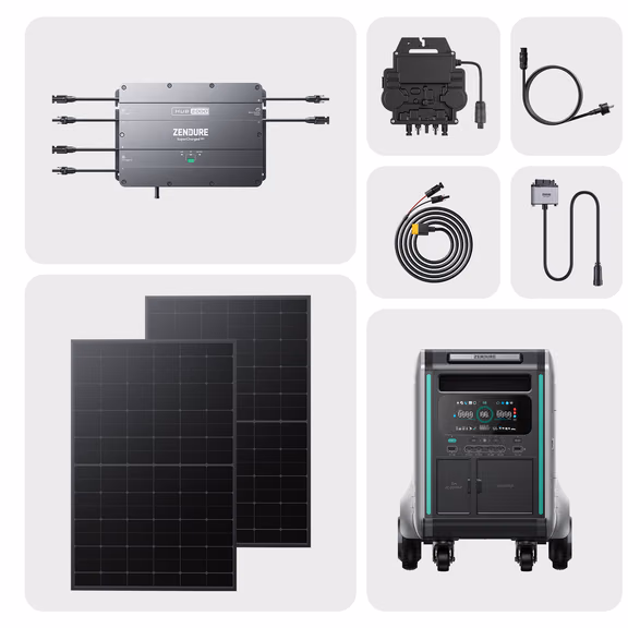 Balkonkraftwerk Komplettset mit tragbarer Powerstation Hub 2000-SuperBase V – Hub 2000 + SuperBase V4600 + Kabel / Mikrowechselrichter EZ1 + 420W *2 Solarmodule
