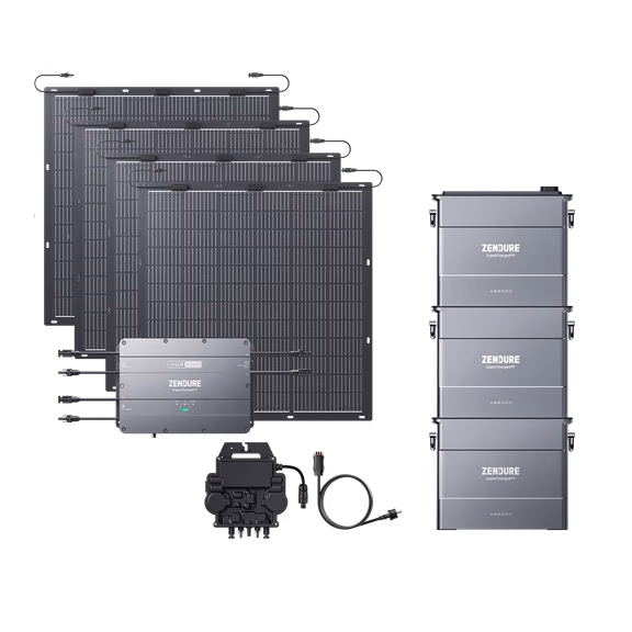 SolarFlow Hub 2000 Kit solaire autoconsommation avec batterie – Hub 2000 + Micro-onduleur EZ1-M / 3*AB2000X (5 760 Wh) / 2*420W Panneaux Solaires Rigides (840 Wp)