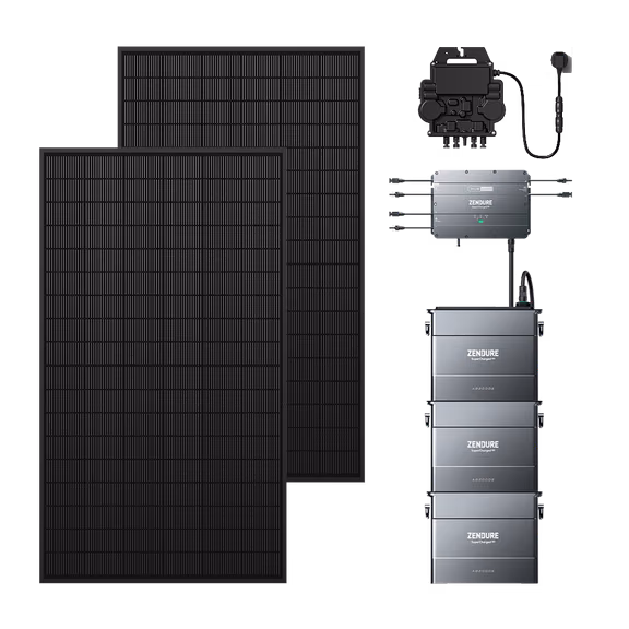 Zendure SolarFlow Hub 2000 Balkonkraftwerk – Hub 2000 + Mikrowechselrichter EZ1-M + 500W *2 Bifaziale Solarmodule / 3*AB2000X