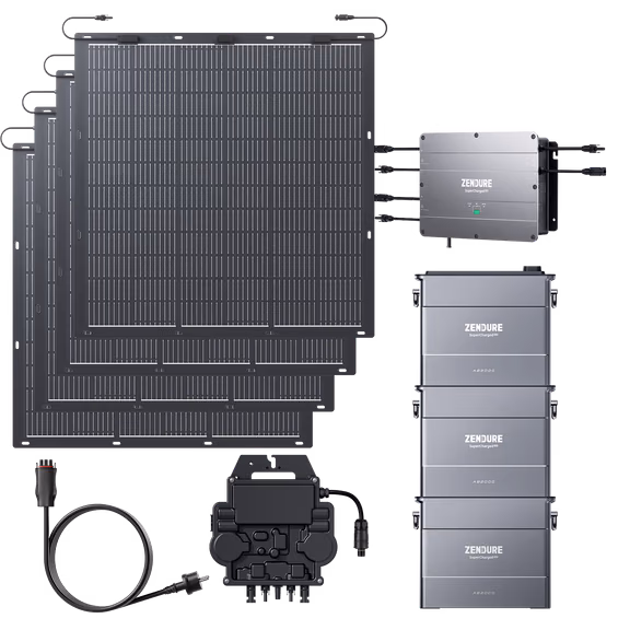 Zendure SolarFlow Balkonkraftwerk – Hub 1200 + Mikrowechselrichter EZ1-M + 210W *4 Flexible Solarmodule / 3*AB2000