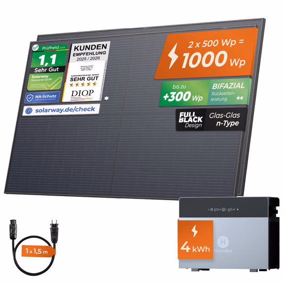 SOLARWAY Balkonkraftwerk 1000 Watt | Hoymiles HiBattery 4020 X