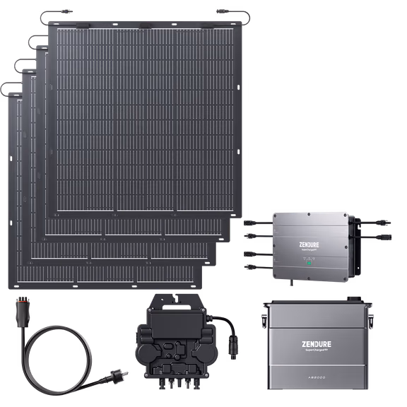Zendure SolarFlow Balkonkraftwerk – Hub 1200 + Mikrowechselrichter EZ1-M + 210W *4 Flexible Solarmodule / 1*AB2000S