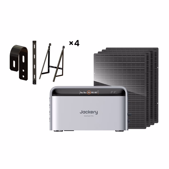 Jackery SolarVault 3 Pro + 4 x 245W Lightweight Rigid Solar Panel – Jackery SolarVault 3 Pro + 4 x 245W Lightweight Rigid Solar Panel + 4x Mounting Bracket