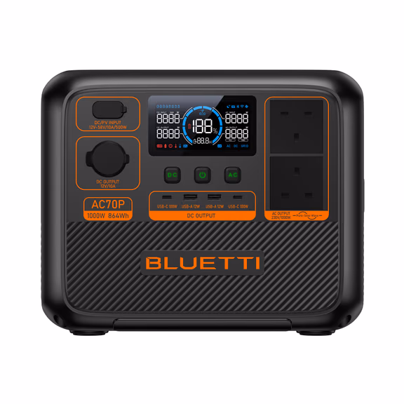 BLUETTI AC70P Portable Power Station | 1,000W 864Wh – AC70P+B80P