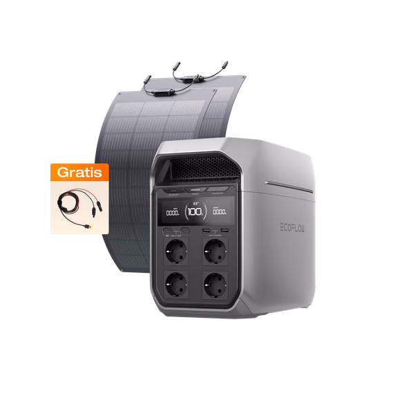 EcoFlow DELTA 3 Classic (1 024 Wh) Tragbare Powerstation – DELTA 3 Classic + 100W Flexibles Solarpanel *2