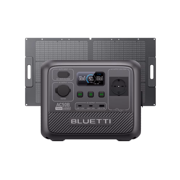 BLUETTI AC50B Estación de energía portátil para camping | 700 W 448 Wh – AC50B+100 W Solar (448 Wh)