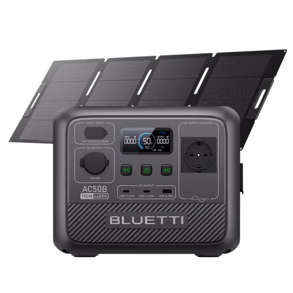 BLUETTI AC50B Station électrique portable | 700 W, 448 Wh – AC50B + PV200 (448 Wh)