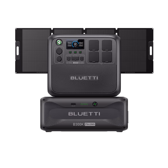 BLUETTI AC200L Estación de energía expandible | 2.400 W 2.048 Wh – AC200L+B300K+200 W Solar (4.812,8 Wh)