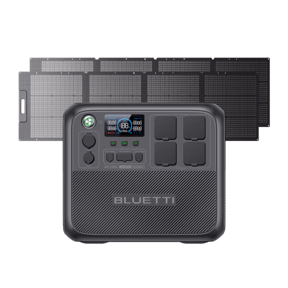 BLUETTI AC200L Station électrique portable | 2400 W, 2048 Wh – AC200L+2*200W Panneau solaire (2048 Wh)