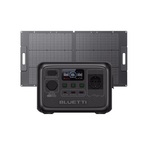 BLUETTI AC2A Estación de energía portátil | 300 W 204 Wh – AC2A+100 W Solar (204 Wh)