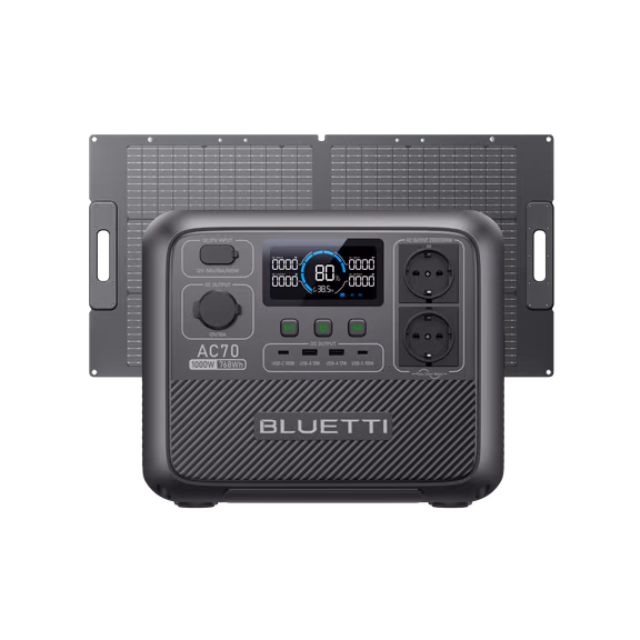 BLUETTI AC70 Portable Power Station | 1,000W 768Wh – AC70+100W (768Wh)