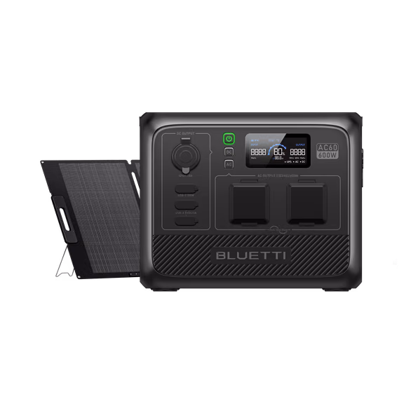BLUETTI AC60 Portable Power Station | 600W 403Wh – AC60+PV200 (403Wh)