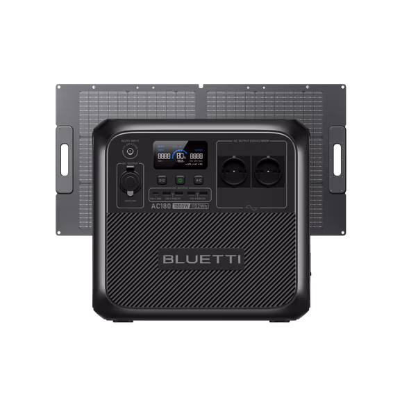 BLUETTI AC180 Power Station Portatile | 1.800 W 1.152 Wh（Esaurito） – AC180+100W (1.152 Wh)