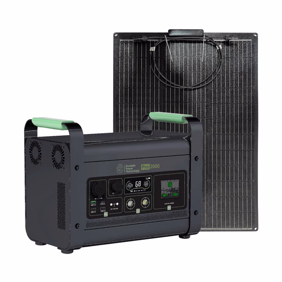 PPT Powerpack Pro 2000 Portable Power Station with 120W 12V Semi Flexible Solar Panel