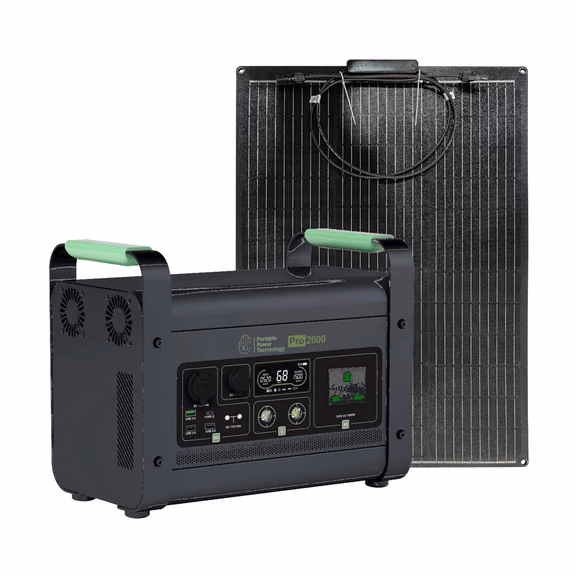 PPT Powerpack Pro 2000 Portable Power Station with 80W 12V Semi Flexible Solar Panel