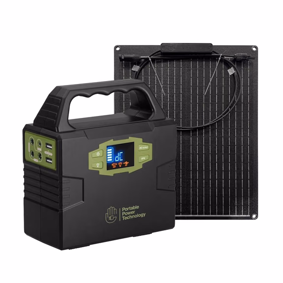 PPT Powerpack 100+ Portable Power Station with 30W 12V Semi Flexible Solar Panel