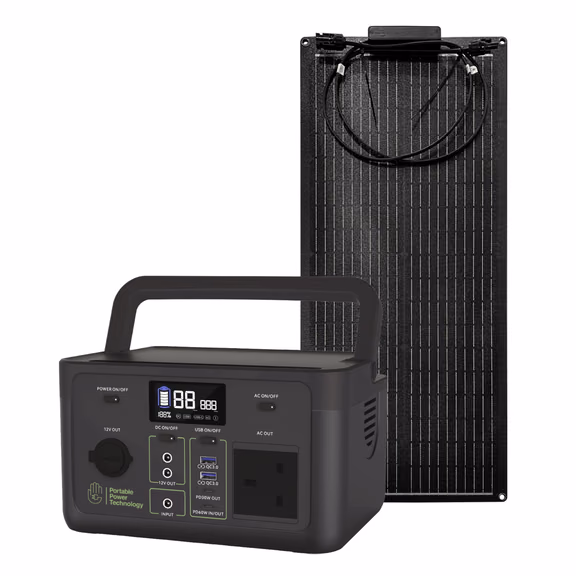 PPT Powerpack Core 300 Portable Power Station with 60W 12V Semi Flexible Solar Panel