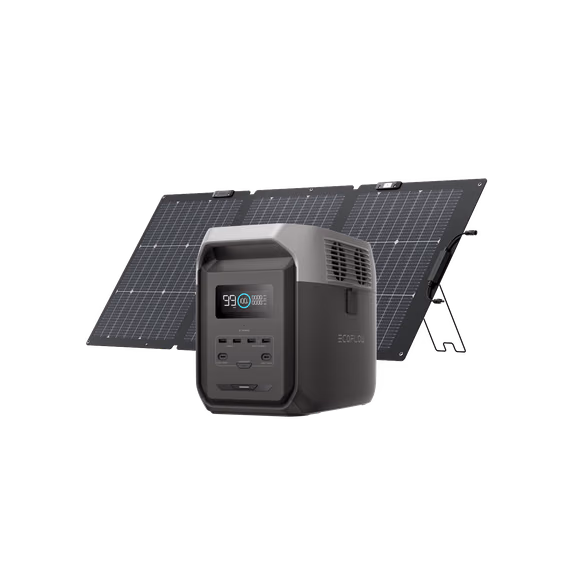 EcoFlow DELTA 3 1500 Solar Generator – DELTA 3 1500 (Dark Grey) + 160W Portable Solar Panel